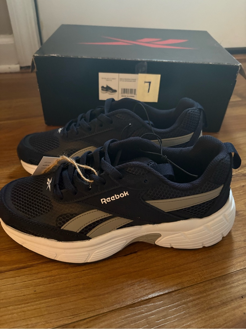 Reebok Navy and Gray Running Shoes with White Sole